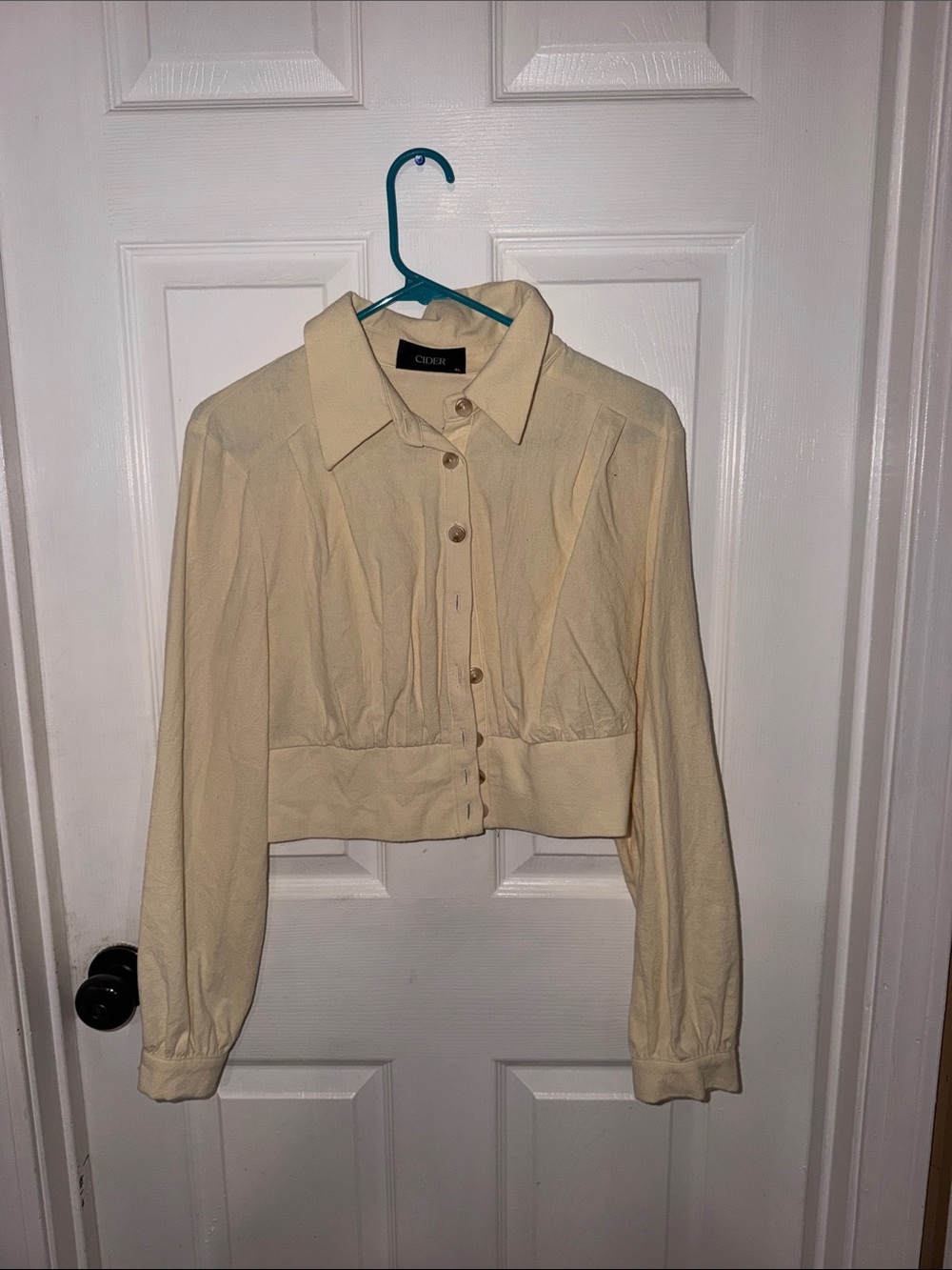 Cider Cream Cropped Button-Down Blouse